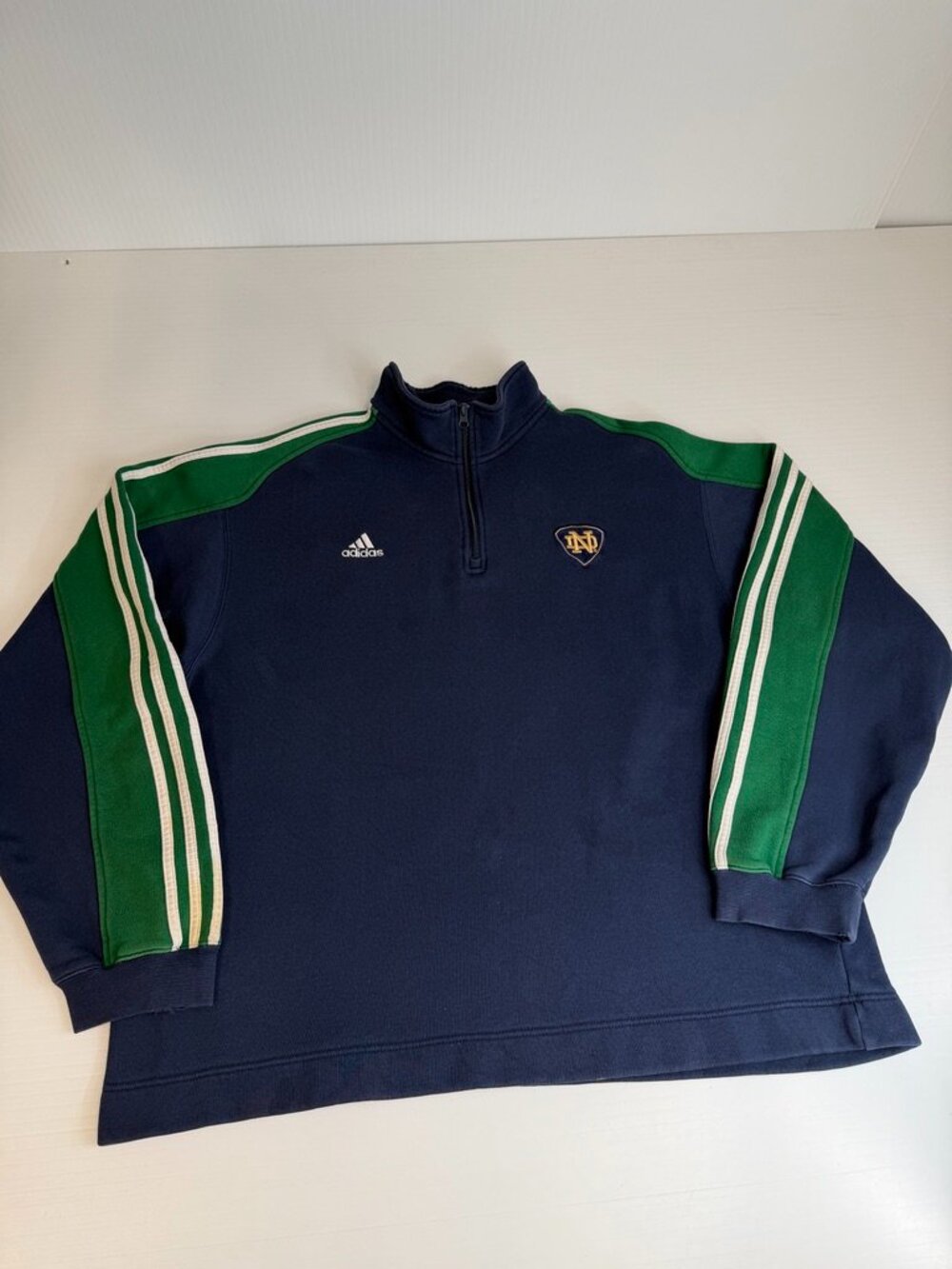 Notre Dame Irish Quarter Zip Men Extra Large Sweatshirt Retro Logo Work Party Go